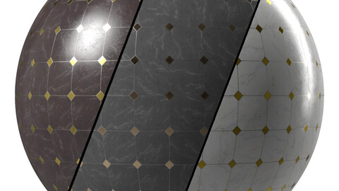 Marble Tile Materials 7- Mix by Metal TIle - Pbr 4k Seamless
