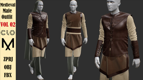 Medieval Male Outfit_VOL 02( Marvelous/CLO +ZPRJ +OBJ + FBX )