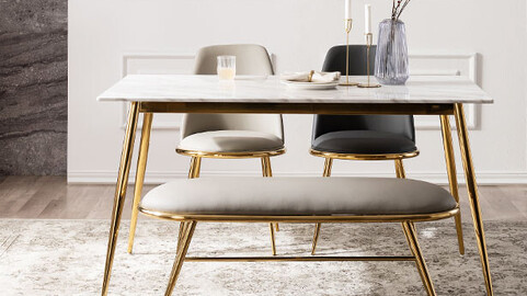 Modigliani Marble Gold Dining Table for 4