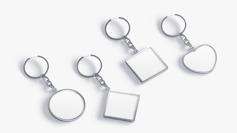 Keychain Shapes set - round square rhombus heart key tag holder