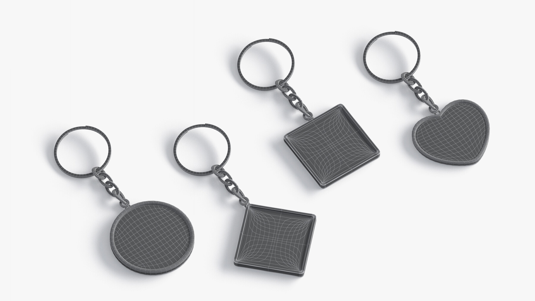 ArtStation Keychain Shapes set round square rhombus heart key tag