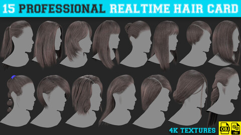15 Profesional Realtime Haircard Female Hair