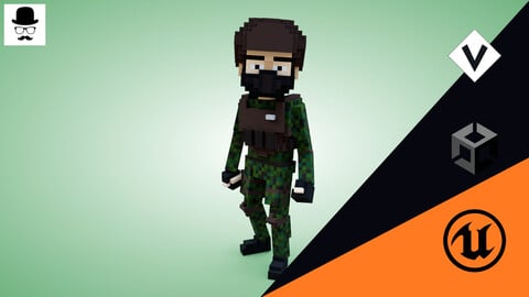 Military Soldier Character - 3D Voxel Model