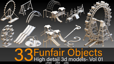 33 Funfair Objects- Vol 01- High detail 3d models
