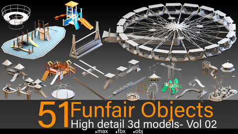 51 Funfair Objects- Vol 02- High detail 3d models