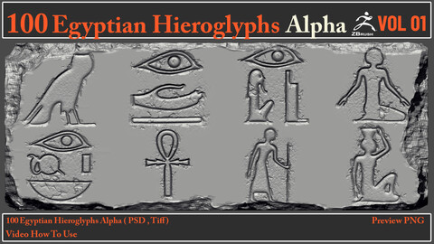 100 Egyptian Hieroglyphs Alpha Maps