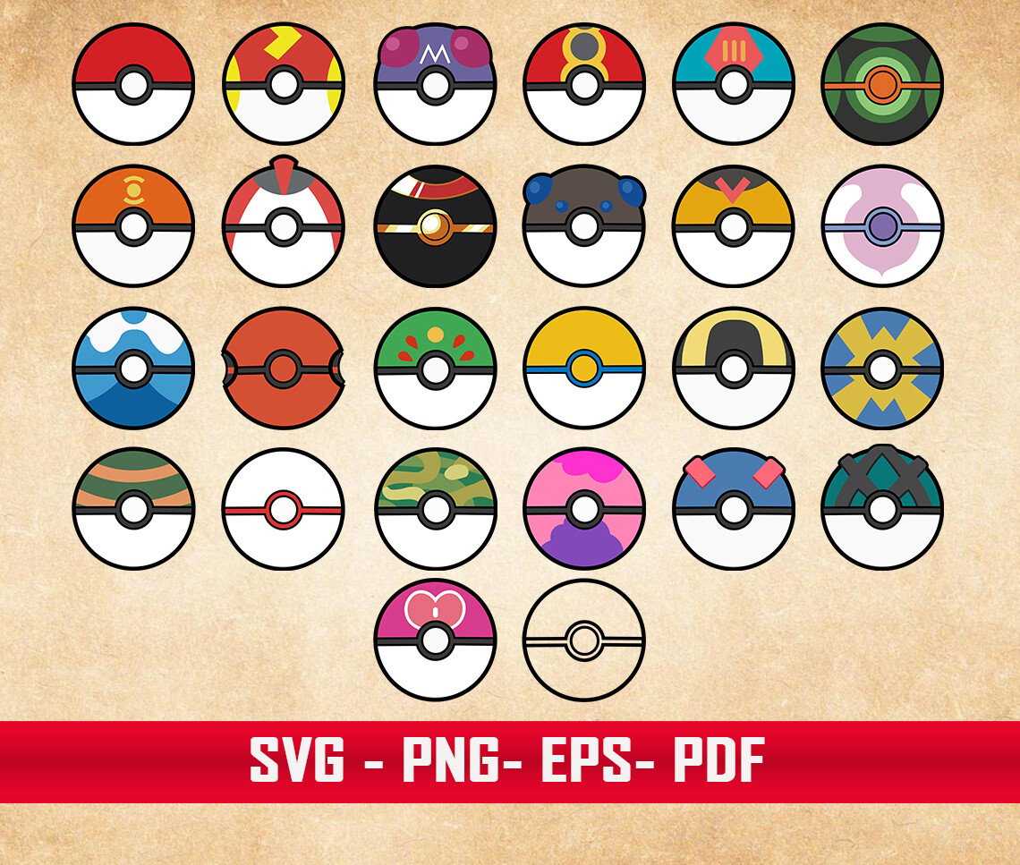 ArtStation - Pokeballs SVG / Pokemon SVG / Vector Anime / PNG