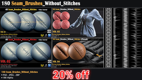 180 Seam_Brushes_Without_Stitches - Bundle |20% discount|