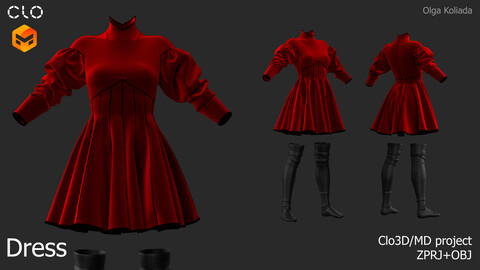 Dress. Marvelous Designer/Clo3d project+OBJ