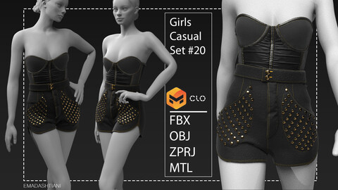 Sport Wear Girls NIKE Set N6 50 CLO3D ZPRJ FBX OBJ MTL 3D model