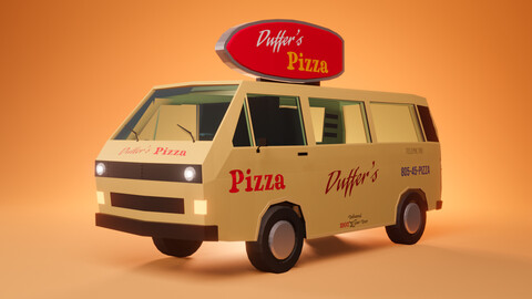 Duffers Pizza 3D Low Poly Van