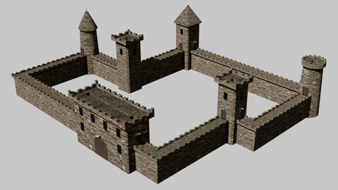 Modular castle  Low polly 3D Model Game ready
