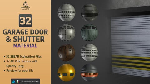 32 Garage Door and Shutter Material (SBSAR, 4K PBR Texture)