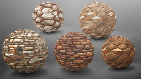 Ancient Stone Walls - 5 Substance Materials - .sbsar