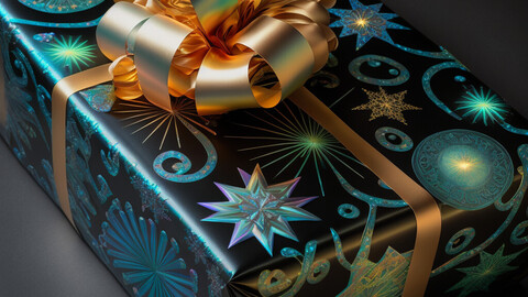Winter Wrapping Paper, Blue and Gold