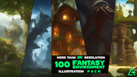 100 Fantasy Environment Illustration Pack - Vol 1 - More Than 8K Resolution