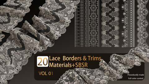 20 Lace Borders & Trims Materials+SBSAR-VOL01