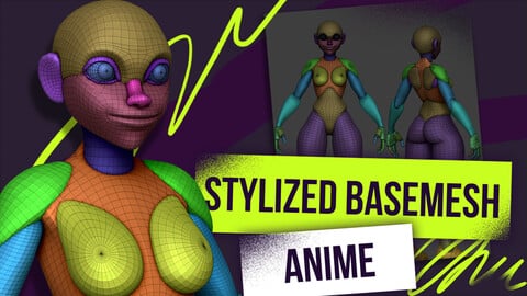 stylized basemesh female anime