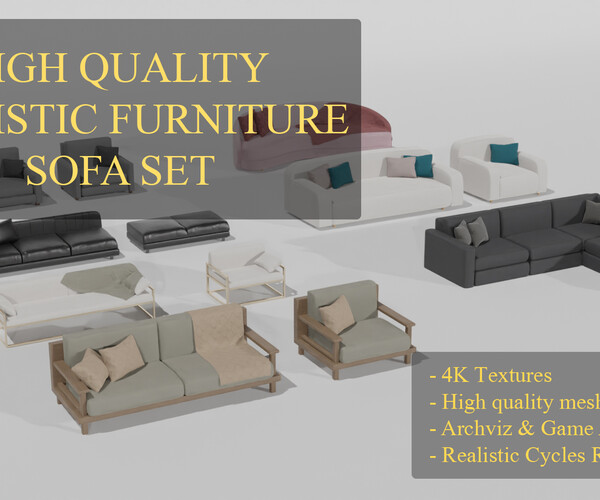 ArtStation Realistic Furniture Sofa Pack High Quality 01 Resources