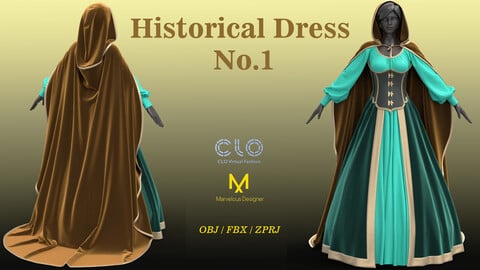 Historical Dress No.1 / zprj/ obj/ fbx