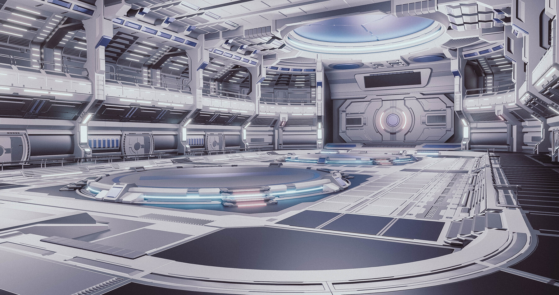 Sci-fi Space Hangar Scene 3D Render