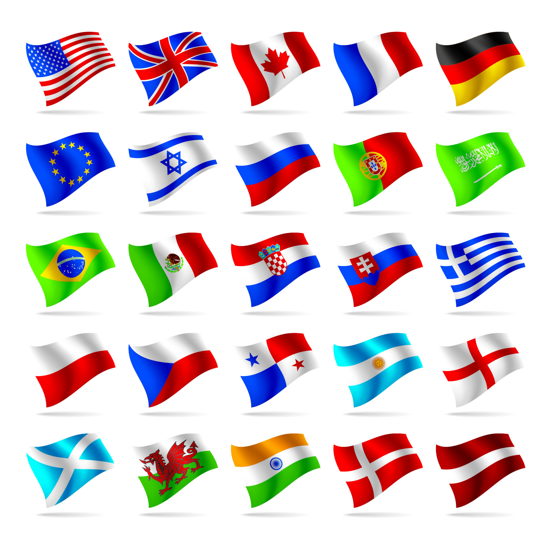 Какие флаги фото ArtStation - Flowing flags Icons material. EPS Template File Artworks