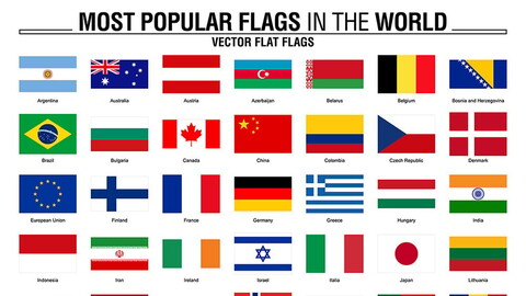 ArtStation - Most popular flags in the world flags on white background ...