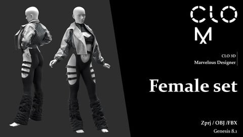 Female set / Marvelous Designer/Clo3D project file + OBJ