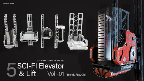 5 Sci-fi Elevator Kitbash VOl 01