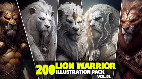 200 Lion Warrior Illustration Pack Vol.01