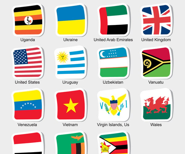 ArtStation - World flags stickers design. EPS Template File. | Artworks