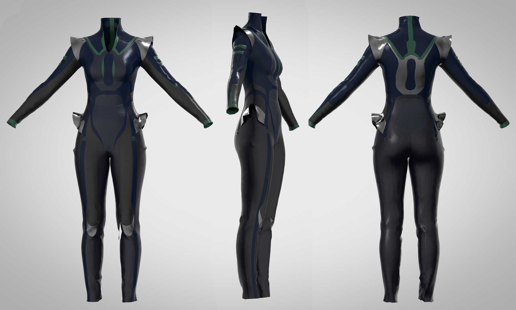 ArtStation - Black leather fashionable jumpsuit. | Game Assets