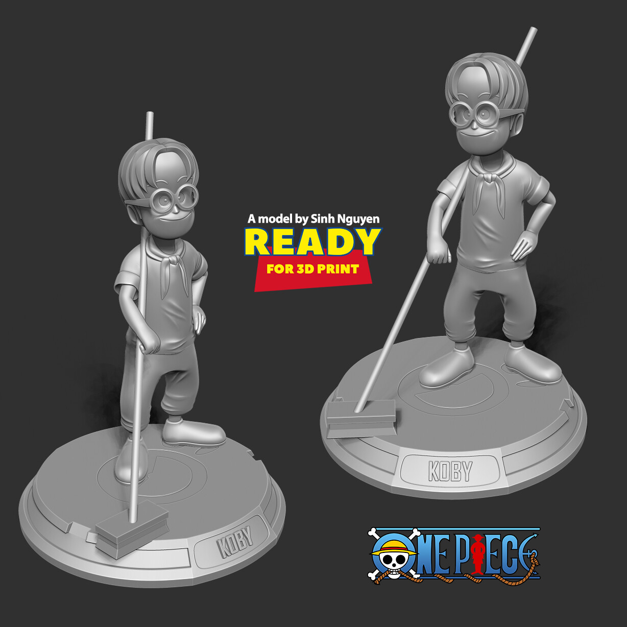 Kid Koby - One Piece Fanart 3D Print Model in Child 3DExport