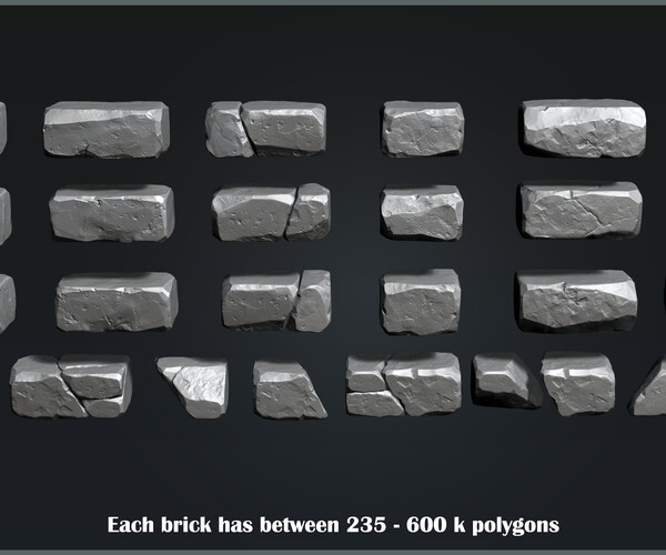 ArtStation - Bricks IMM Brush - 27 variations | Brushes