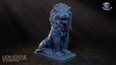 Lion sitting 3D printable for decoration and Tabletop