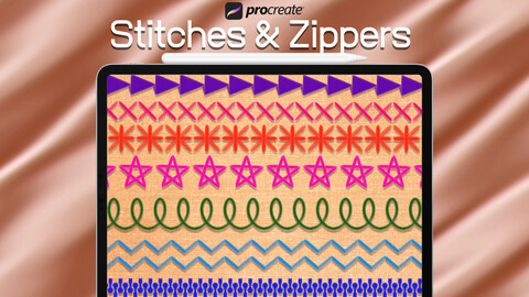 Zippers and Stitches Brush Set For Procreate
