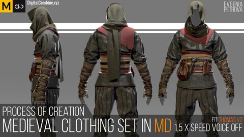 The process of creating a medieval clothing set in Marvelous designer.