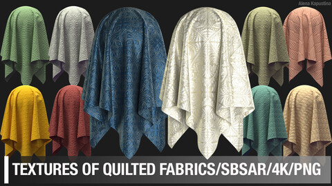 10 Textures of quilted fabrics / SBSAR / PNG