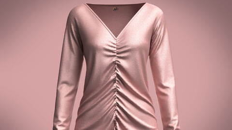 Girls V-neck long sleeve top in Silk