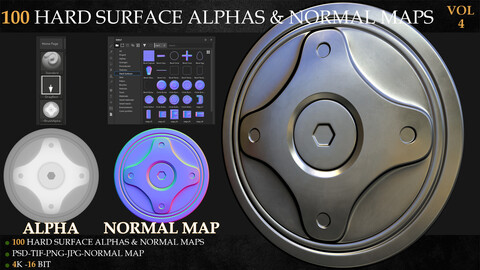100 HARD SURFACE ALPHAS & NORMAL MAPS-VOL 4