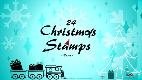 | BASIC |24 Christmas / Holiday Themed Stamp Brushes for Photoshop