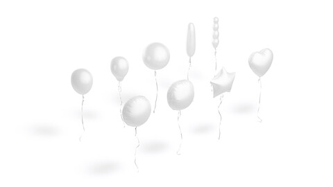White Helium Balloons Set - foil gift balloon shapes