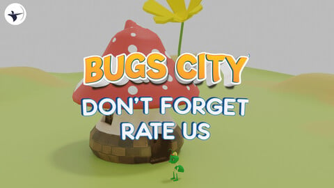 Bugs City Low Poly Cartoon Town 3D Art FREE Small Pack