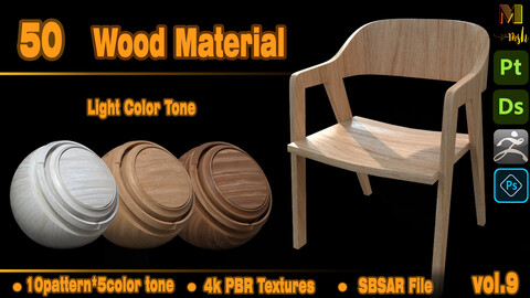 50  Wood Base Material (Light Color Tone) - VOL 09
