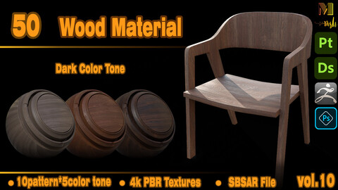 50 Wood Base Material (Dark Color Tone) - VOL 10