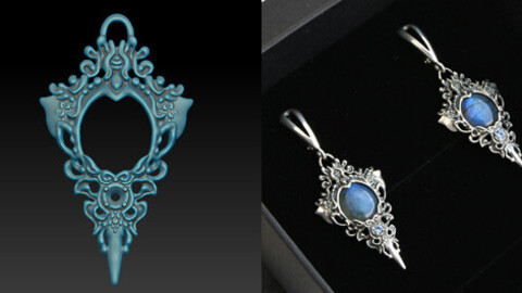 Dangle earrings in a vintage or fantasy style. Download jewelry 3D model for printing