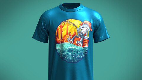 Tshirt fishing cat -Metaverse