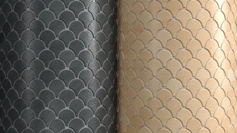 Materials 16- Fish scale tiles PBR, Seamless, Sbsar