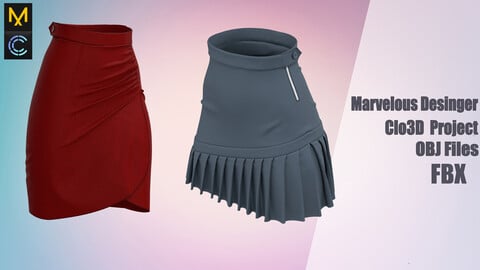 №137 "Marvelous Designer" ( 2 Pics Skirt ) /Zprj/ OBJ+FBX