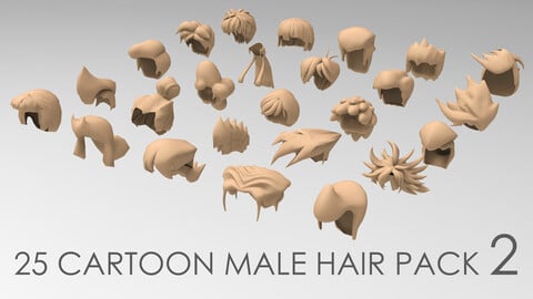25 cartoon male hair pack 2